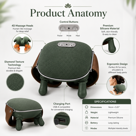 Premium Neck Massager | Shoulder Massage Device | Portable Spa Relief