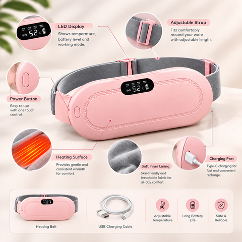 Rechargeable Heat Therapy Belt for Period Comfort – Waist Warmer for Women