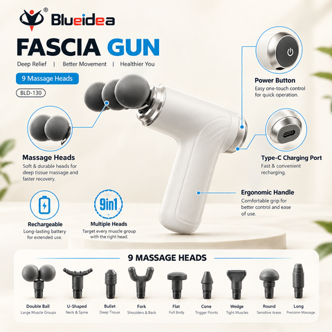 Blueidea BLD-130 Massage Gun | 9 Massage Heads