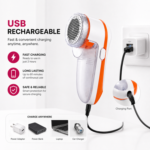 NOVA Portable Lint Remover - Electric Fabric Care Machine with USB Charging