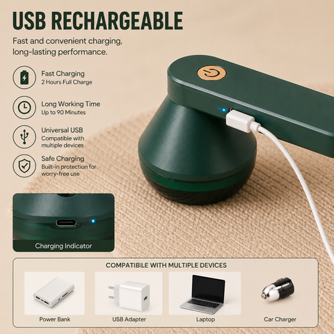 MD-MQ977 Lint Remover - 2-in-1 Fabric Care & Deep Massage Device with High Frequency Technology