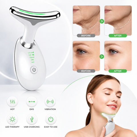 EzzySo Facial Lifting & Tightening Device - Microcurrent Face Lift Machine with LED & EMS Technology for Anti-Aging Skin Care