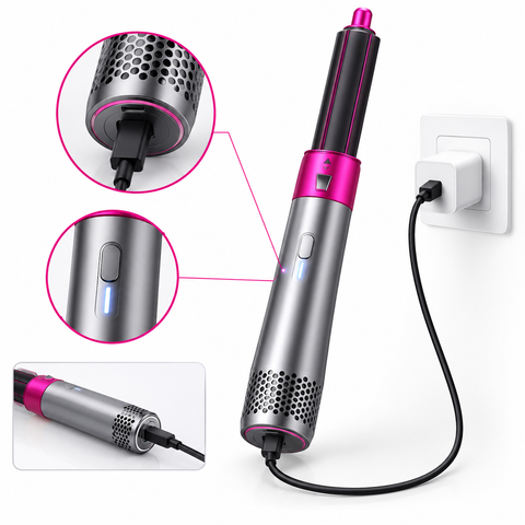 TP-5+1 Professional Hot Air Styler - 5-in-1 Ionic Hair Dryer & Styling Brush with Interchangeable Attachments