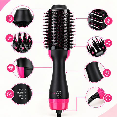 ONE STEP Hair Dryer & Styler Brush – Hot Air Styling Brush for Drying, Straightening & Volume