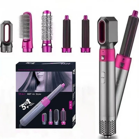TP-5+1 Professional Hot Air Styler - 5-in-1 Ionic Hair Dryer & Styling Brush with Interchangeable Attachments