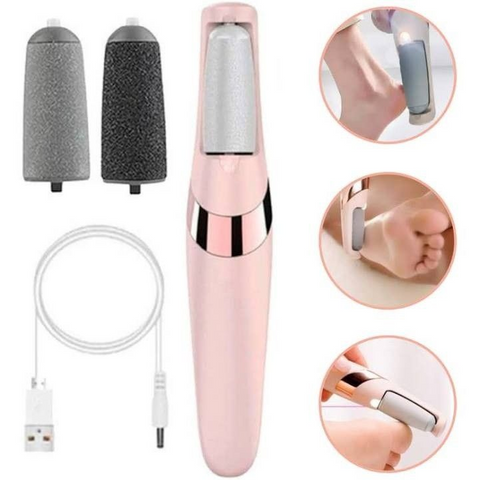 Pretty Grill Flawless Pedi Electronic Pedicure Tool - Rechargeable Foot Care Device with 2 Heads