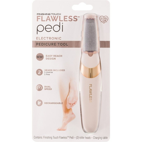Pretty Grill Flawless Pedi Electronic Pedicure Tool - Rechargeable Foot Care Device with 2 Heads